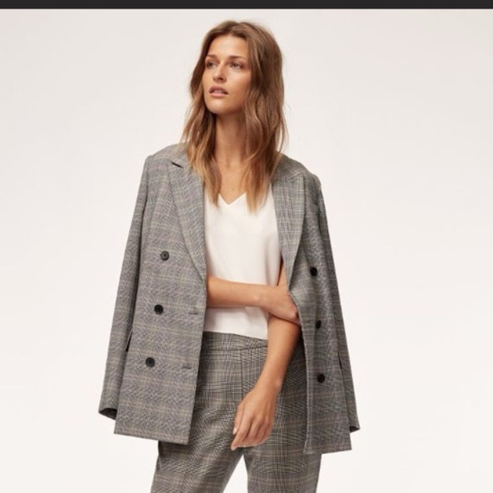Babaton Samuel blazer- grey plaid houndstooth oversized blazer size 14